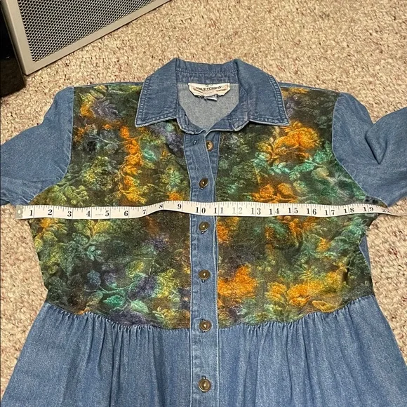Vintage 90s Denim long sleeve Women's button front Dress- like new - Picture 4 of 10